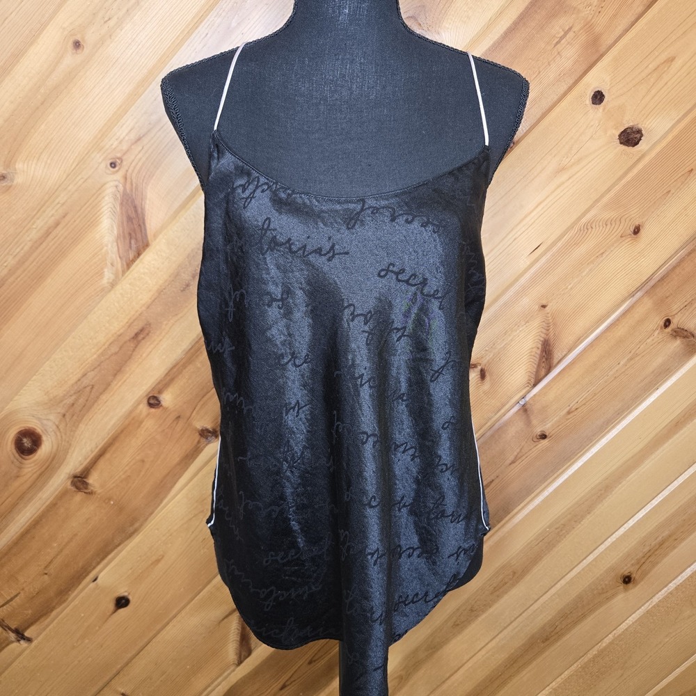 Victoria's Secret Satin Black Cami Spaghetti Strap '19 Large Sexy Sleepwear